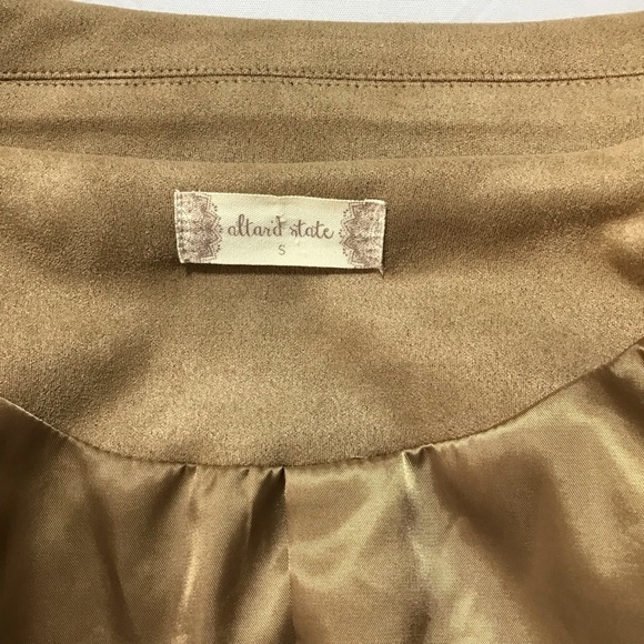 Altar'd State Camel Fringe Faux Suede Cropped Blazer - Picture 5 of 9